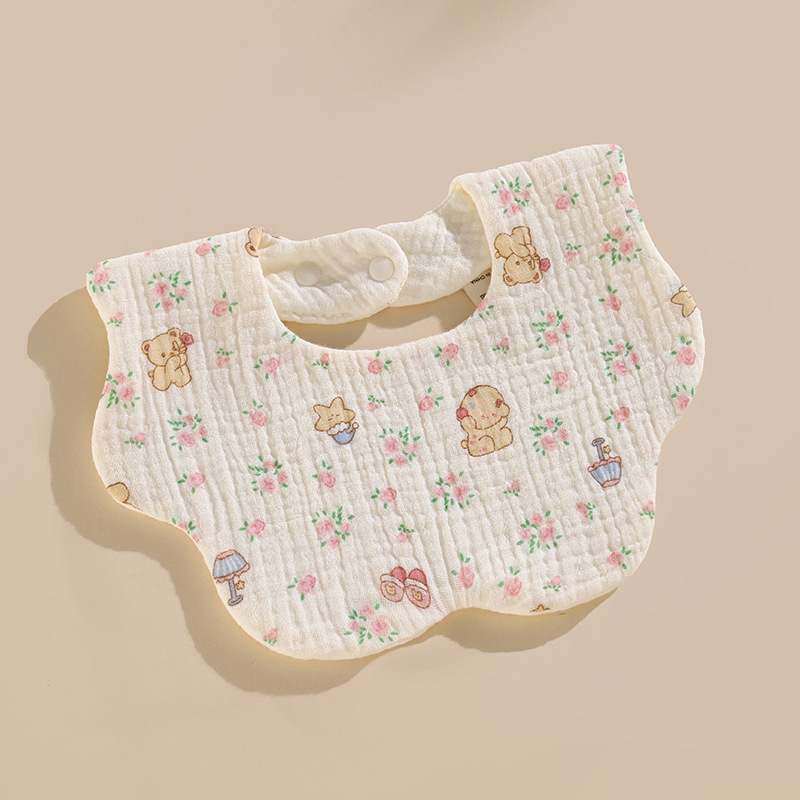 Babero para bebé tipo a babero redondo de seis capas para niños dibujos animados recién nacido algodón puro primavera y verano