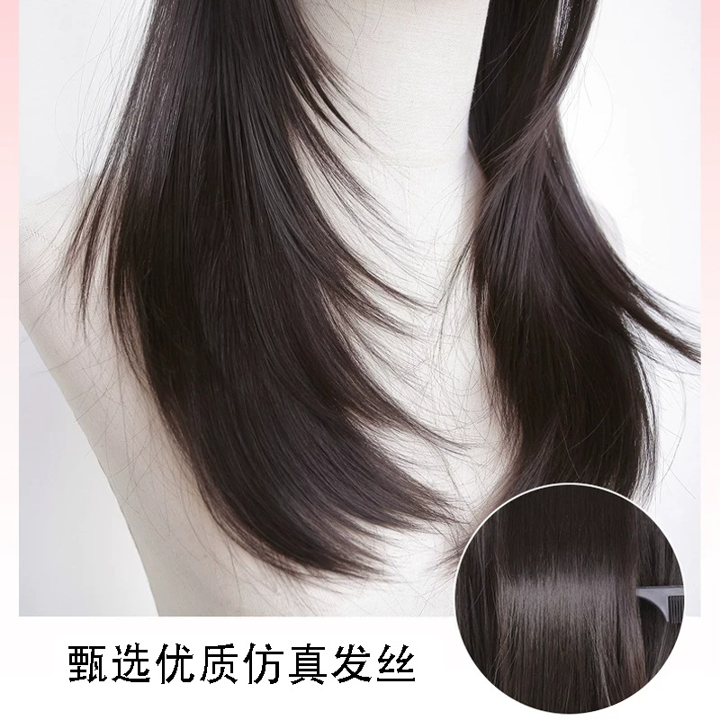 No es necesario usar pelucas, cabello largo y liso, postizo realista para uso diario, negro, largo y liso, estilo influencer de alta gama, natural y sin costuras.