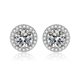 Shake Sound Explosions S925 Silver Needle Six-claw Earrings Simulation Mosan Diamond Princess Square Bag Round Bag Earrings Women's Love Earrings