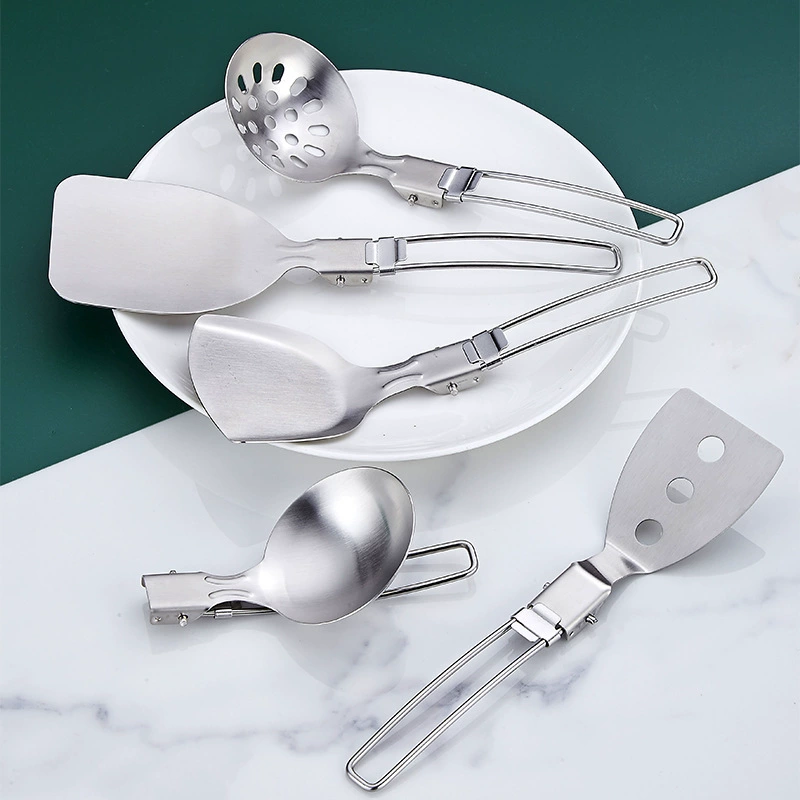 Складная портативная кухонная посуда из нержавеющей стали для кемпинга и путешествий