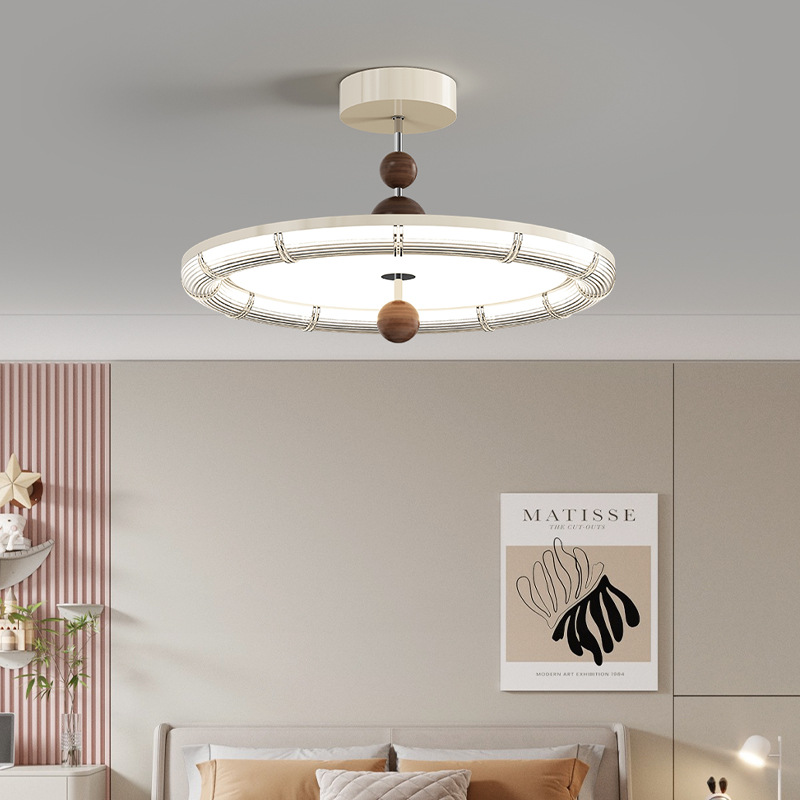 Lámpara de techo de dormitorio principal retro con grano de madera de nogal medieval