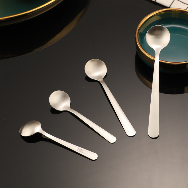 Zhanming 316 Stainless Steel With Long Handle, Household Seasoning Round Head Stirring Spoon, Children's Spoon_voghion.com