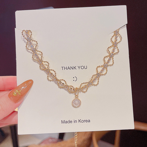 ins hip hop cool style zircon pendant starry sky titanium steel necklace female design sense internet celebrity same style clavicle chain