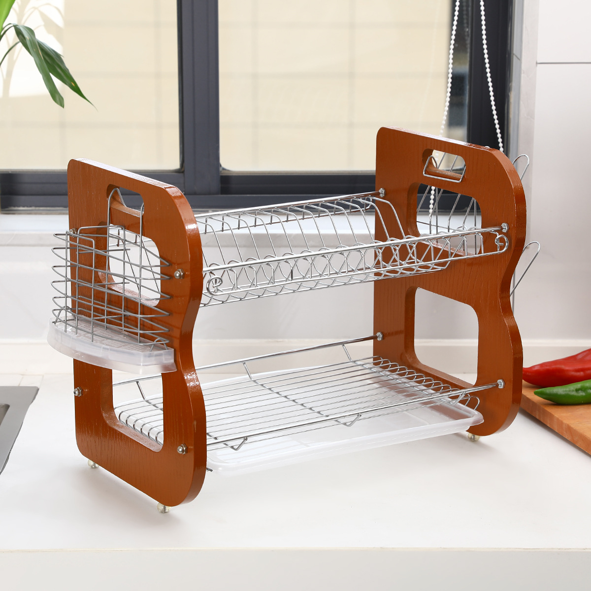 Escurridor de Platos de Madera Modelo B Multifuncional para Cocina image 7