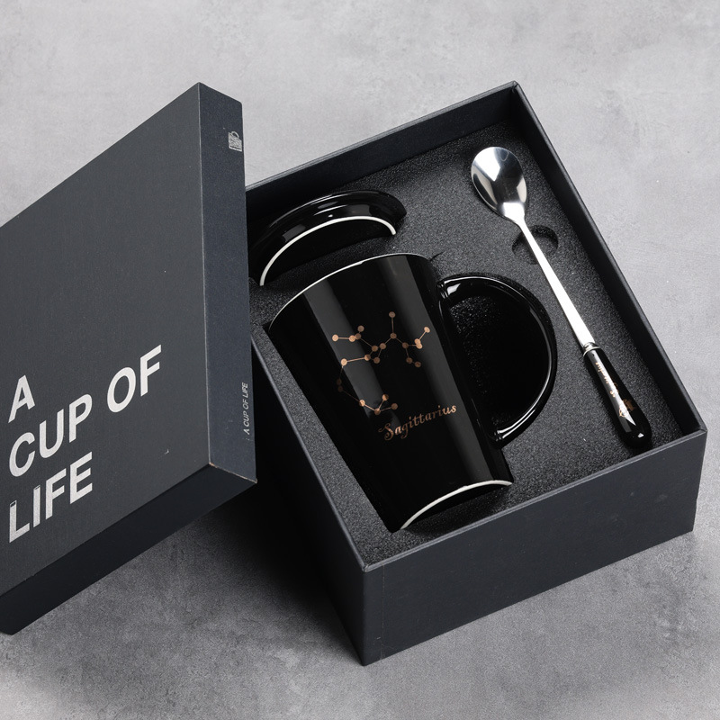 12 12 tazas de cerámica constelación tazas de agua tazas de tazas marcadas tazas de café con cubierta impresa LOGO