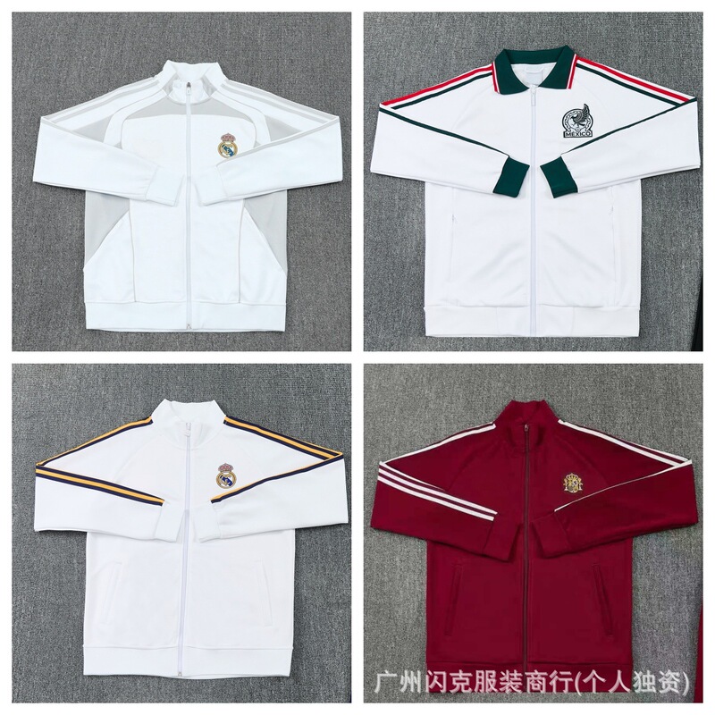 Wholesale Real Madrid Mexico Arsenal jacket with embroidered logo, long-sleeve football training top for adults