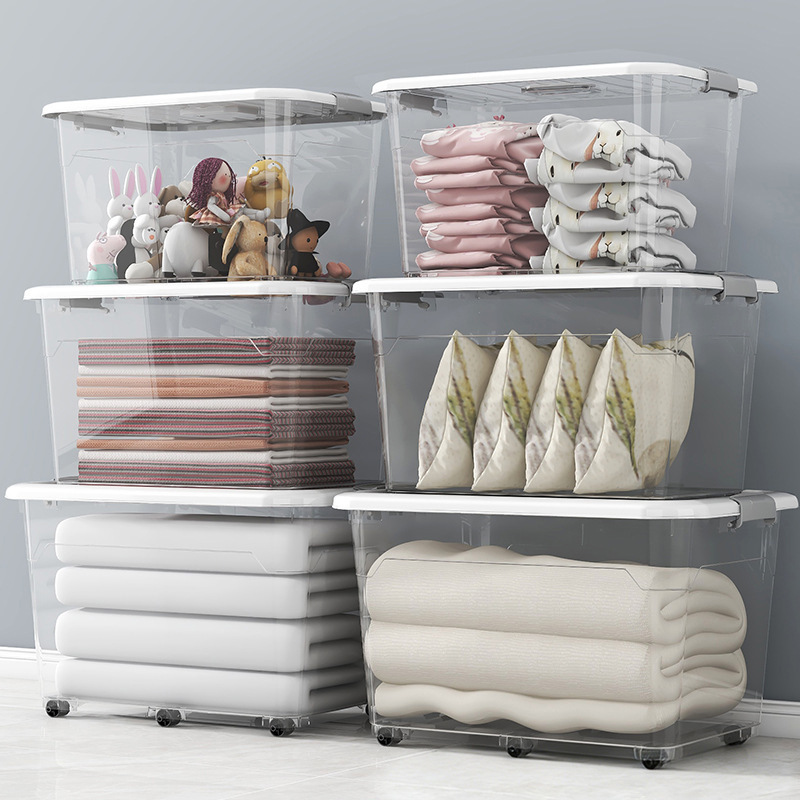 Plastic Transparent Storage Box Extra Large Thickened Household Clothes Quilt Storage Box Moving Sundries Toy Storage Box