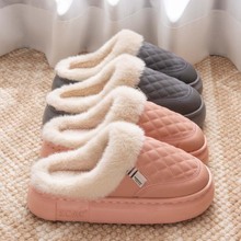 防水棉拖鞋女秋冬季2025新款室内家居加绒加厚保暖防滑外穿棉拖男