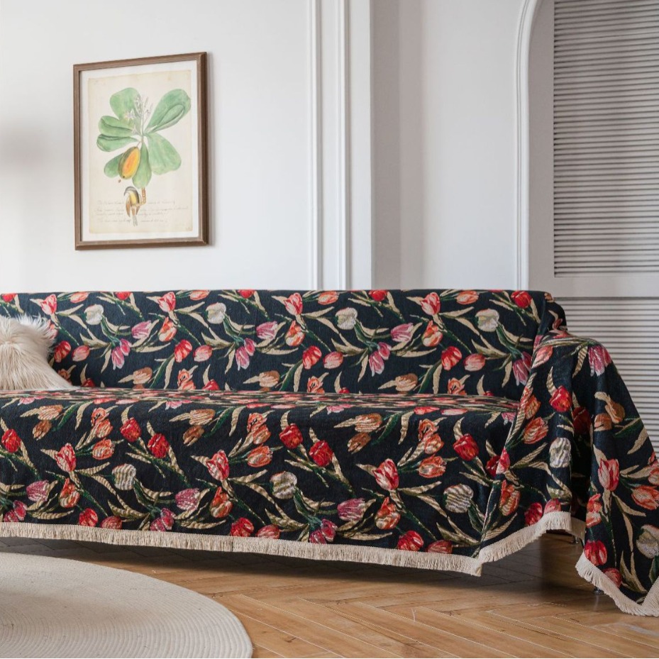 Yiji Qiyun Multifunctional Sofa Towel Cover American Country Jacquard Sunflower Thick Retro Factory Direct Supply