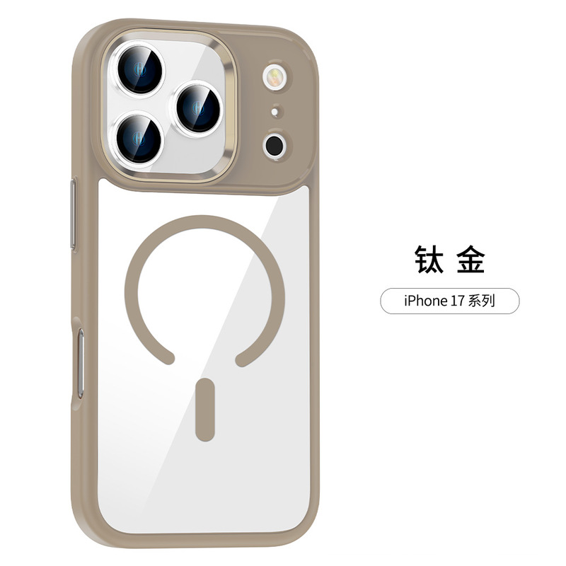 iPhone17air 携帯電話ケース Magsafe 磁気吸引 Apple 16 ゴールドシールド透明 15ProMax 保護ケースに適しています|undefined