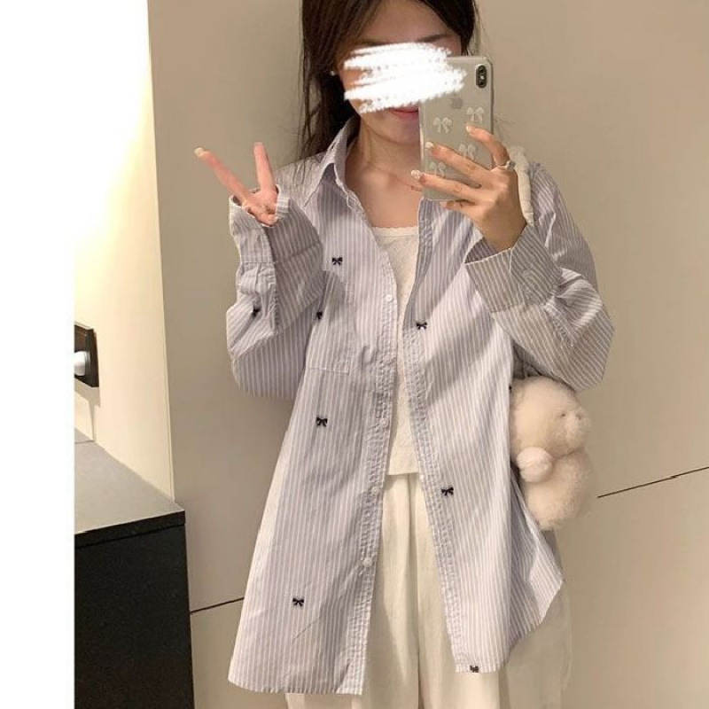 Autumn long shirt with bow