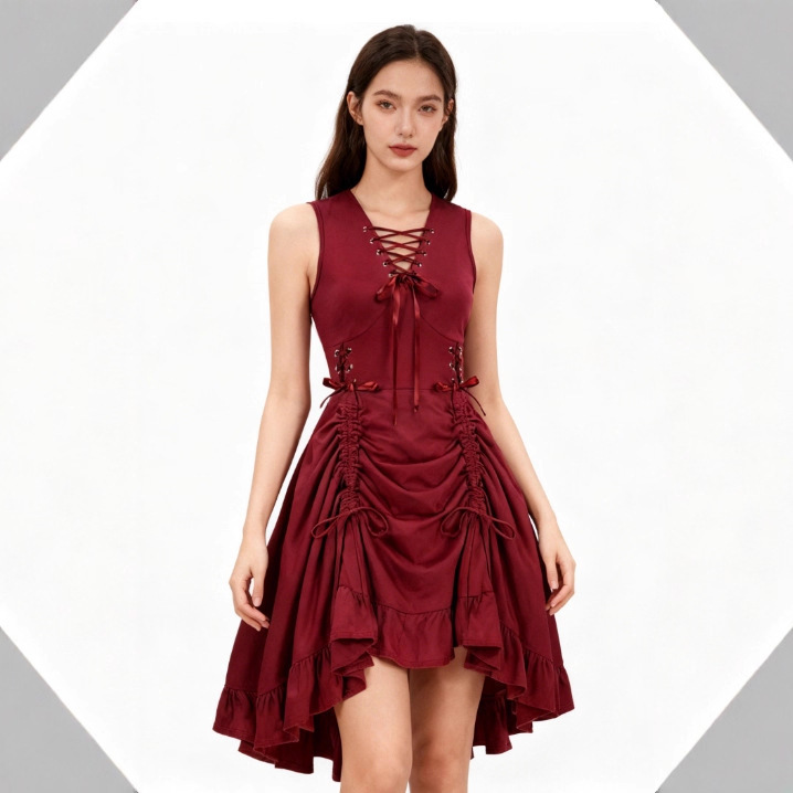 New European and American Victorian Women's Skirt Renaissance Cosplay Multi-Layered High-Waisted Retro Dress