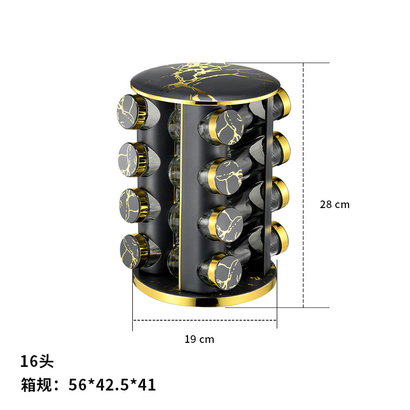 Botella de condimento de cocina estante conjunto redondo mármol estante de condimento de acero inoxidable estante giratorio