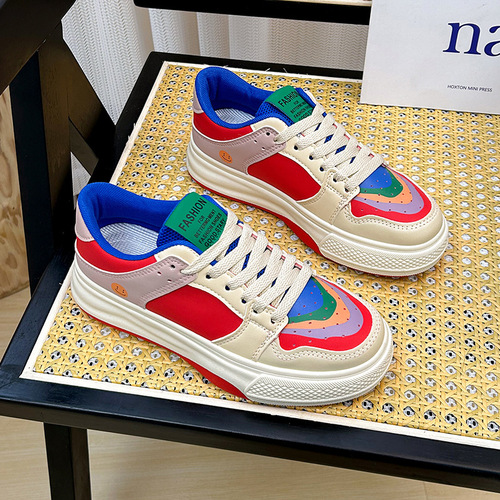 Student canvas shoes Korean version Ins trendy 2024 spring new casual shoes foreign trade breathable lightweight thick sole women's cake shoes