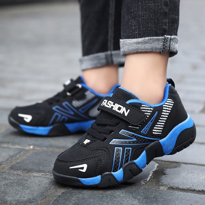 Zapatos para correr de suela suave para estudiantes universitarios, zapatos casuales para niños, zapatos deportivos para niños, malla de primavera y otoño, superficie de cuero de moda transpirable