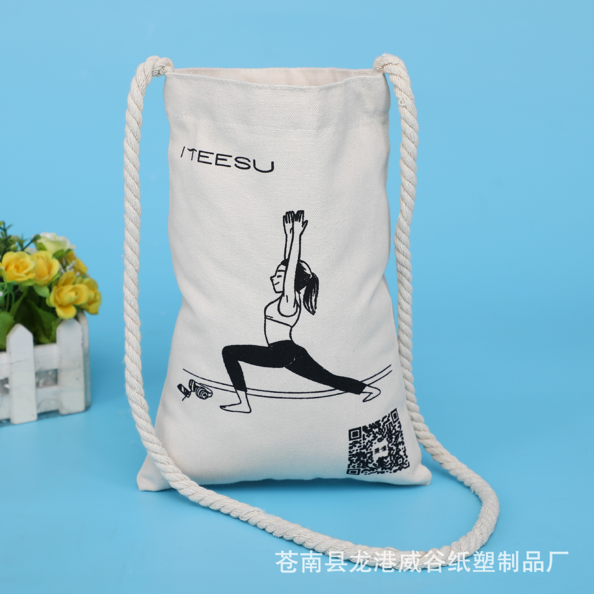 定制广告logo单肩手提布袋拼接创意卡通束口袋定做帆布袋