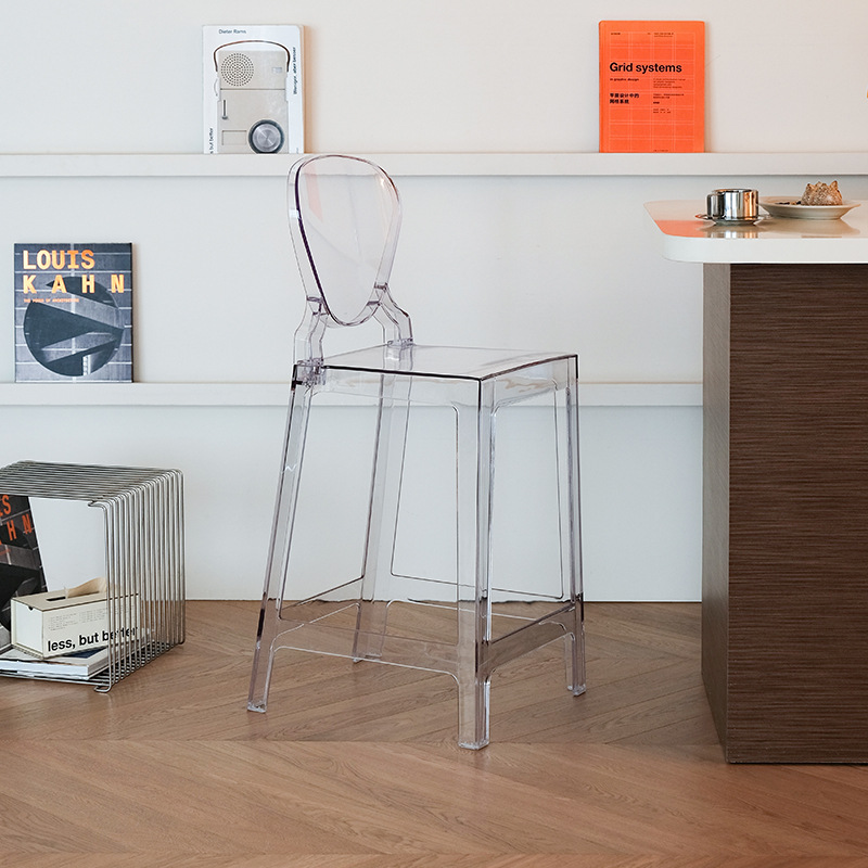 Transparent Crystal Queen Bar Chair Nordic High-End Bar Stool Bar Back Chair Creative Cafe High Stool