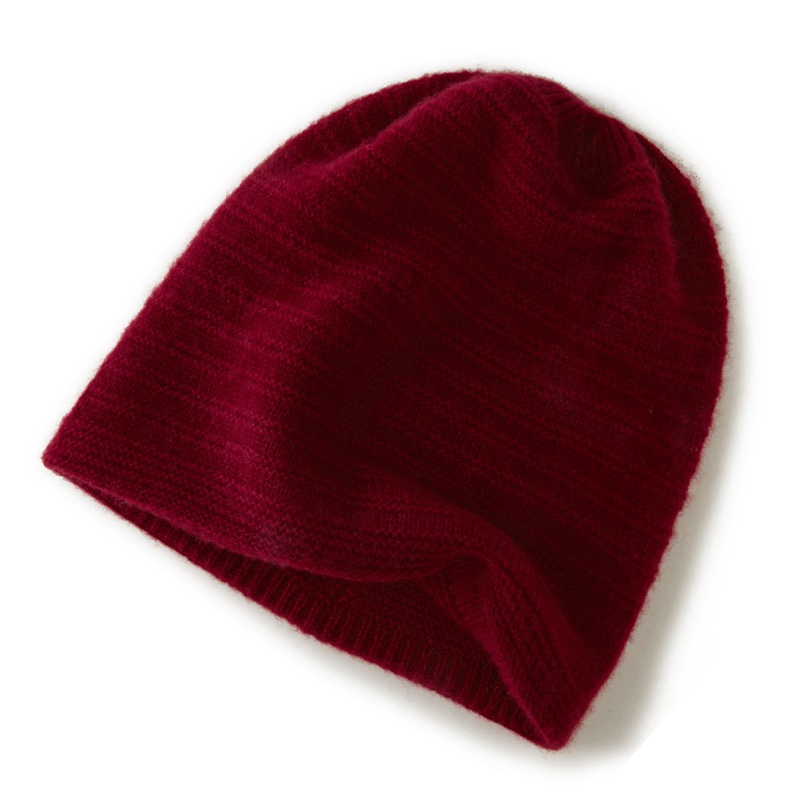 Cashmere Horizontal Stripesd Fashion Double-Layer Hat for Women Versatile Ear Protection 2025 Autumn and Winter New Cashmere Knitted Hat