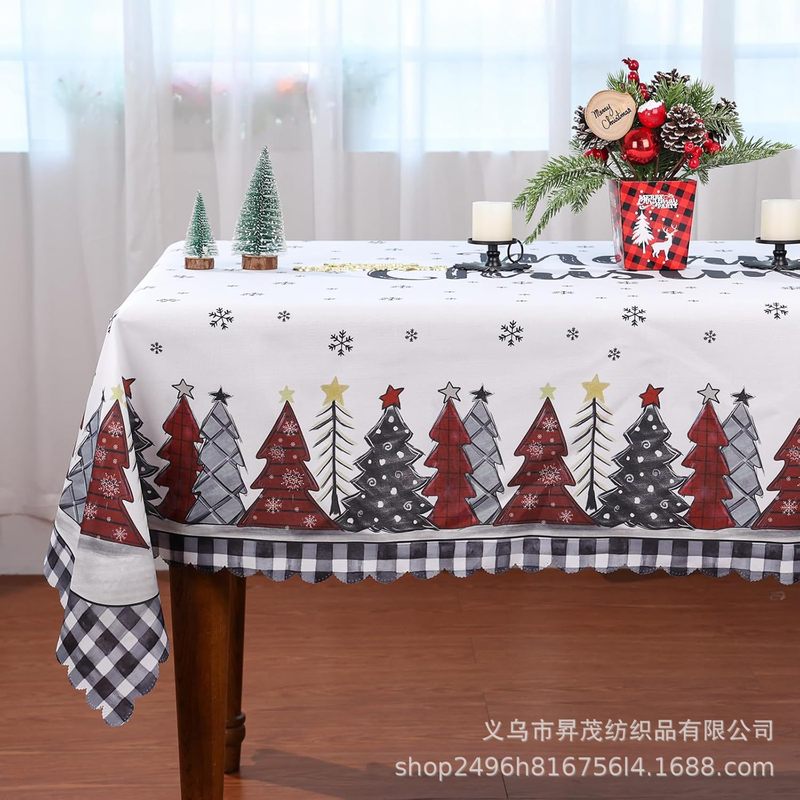 新しいクロスボーダードロップシッピングJITピーチスキンスクエアテーブルクロスクリスマス雪だるまクリスマスツリープリント装飾テーブル|undefined