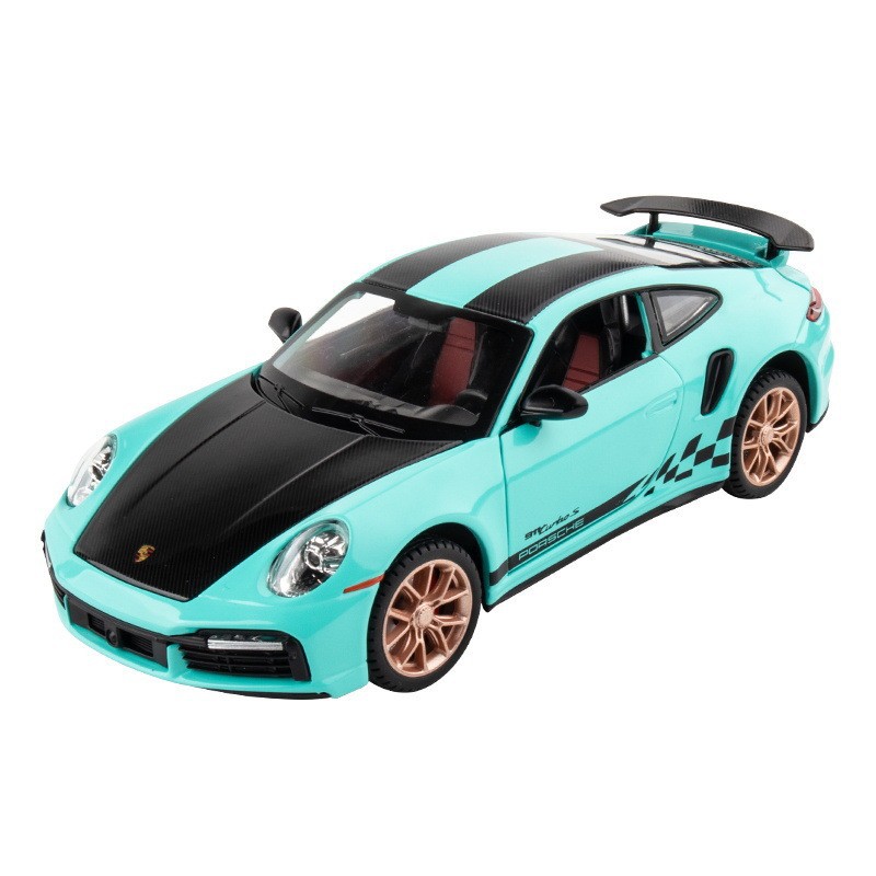(Caja de espuma) Jianyuan simulación 1:24 Porsche 911 TurboS aleación coche deportivo modelo decoración juguete