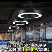 圆形圆环吊灯超市健身房圆圈灯办公室店铺大堂工业风工程环形吊灯