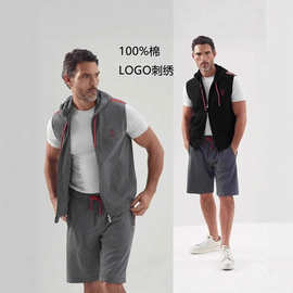 BC同款 男士连帽拉链卫衣马甲 100%棉 550克重 加厚款 休闲百搭