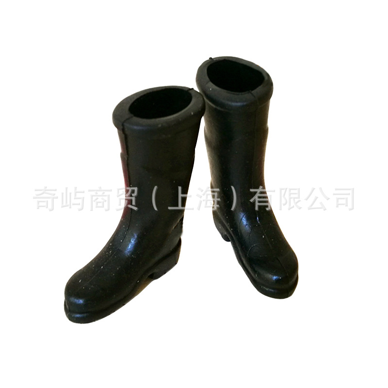 OB11娃鞋12分娃娃屋Dollhouse 迷你小场景BJD家具黑色雨鞋一双