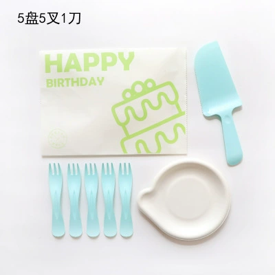 40 sets of pulp trays, disposable knife and fork trays, tableware, birthday cake trays, party, plastic set