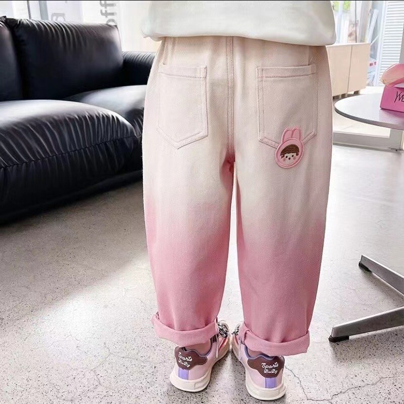 新款男女童裤子春秋款宝宝时髦渐变洋气长裤儿童百搭秋装休闲裤子|undefined