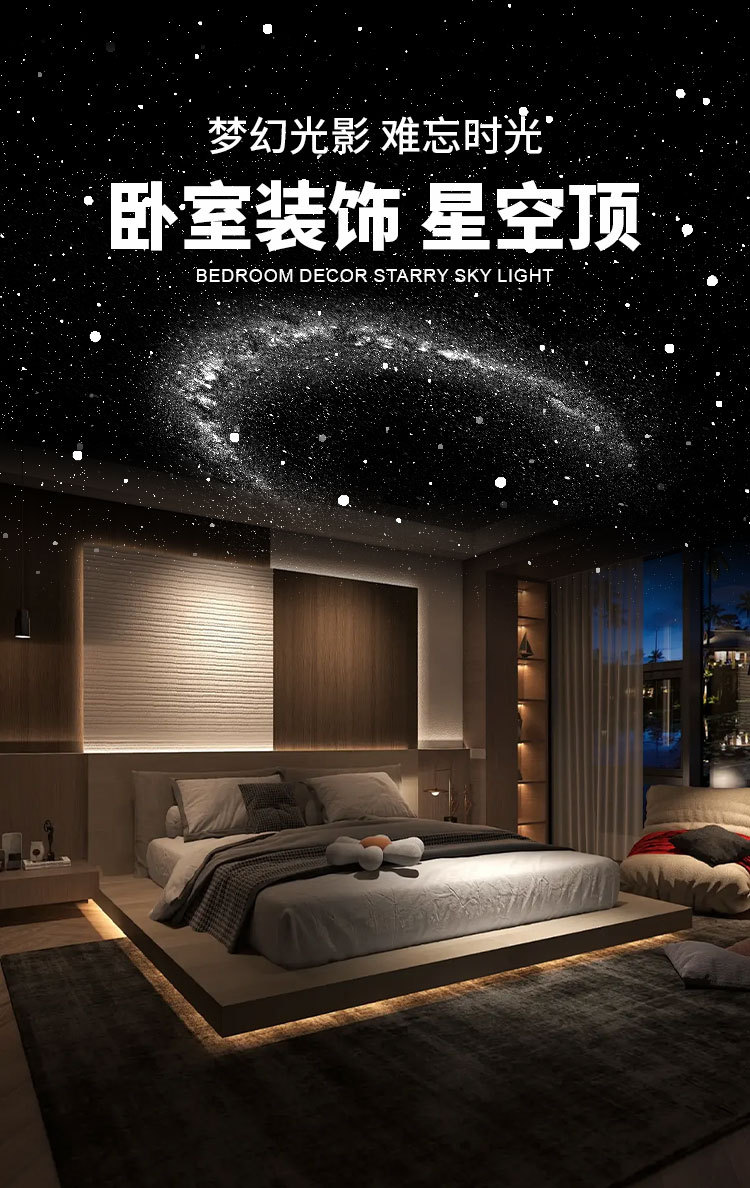 Cross-Border USB Car-Mounted Starry Sky Projection Light for Car Interior Modification, Bedroom Ceiling Romantic Galaxy Starry Sky Atmosphere Light