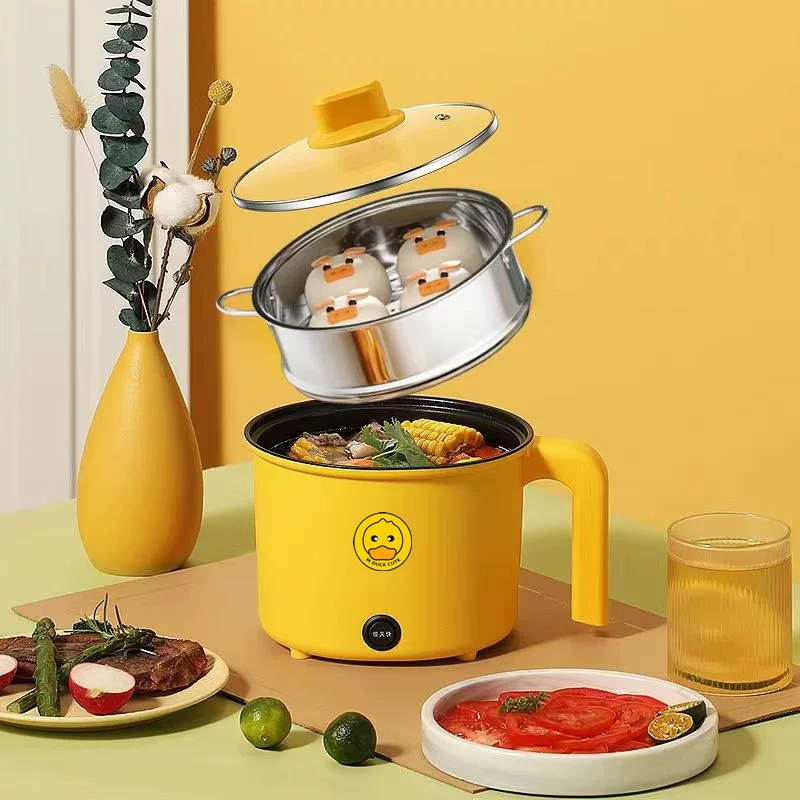 Mini Electric Pot Little Yellow Duck, Multi-Function Dormitory Cooker, Stainless/Nonstick