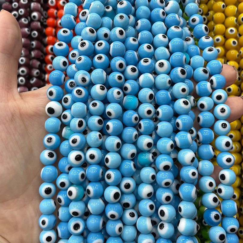 Cuentas Redondas Turcas de Ojo Turco, Cuentas de Vidrio Sueltas, Colores Surtidos, Cuentas Pequeñas, Accesorios Completos para Joyería DIY
