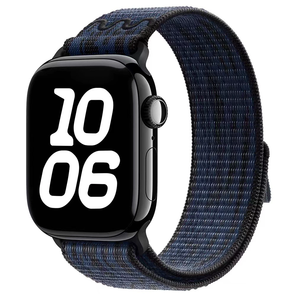 Плетёный нейлоновый браслет для часов (совместим с Apple, Nike), дышащий, размеры 20/22 мм для 38–49 мм