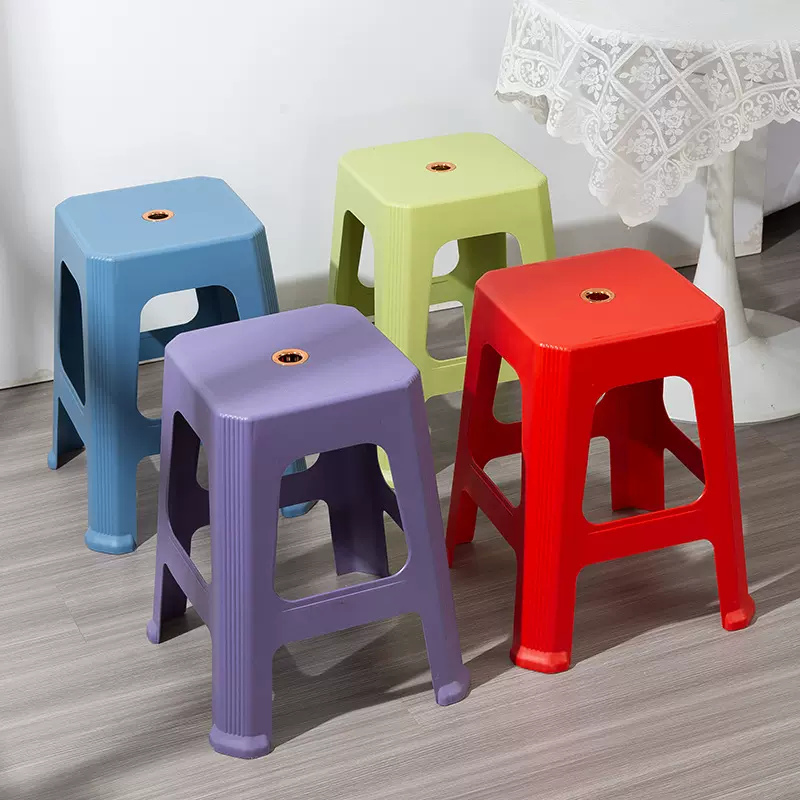 居家简约塑料凳子成人家用餐椅加厚塑料椅子客厅大排档高凳方凳子