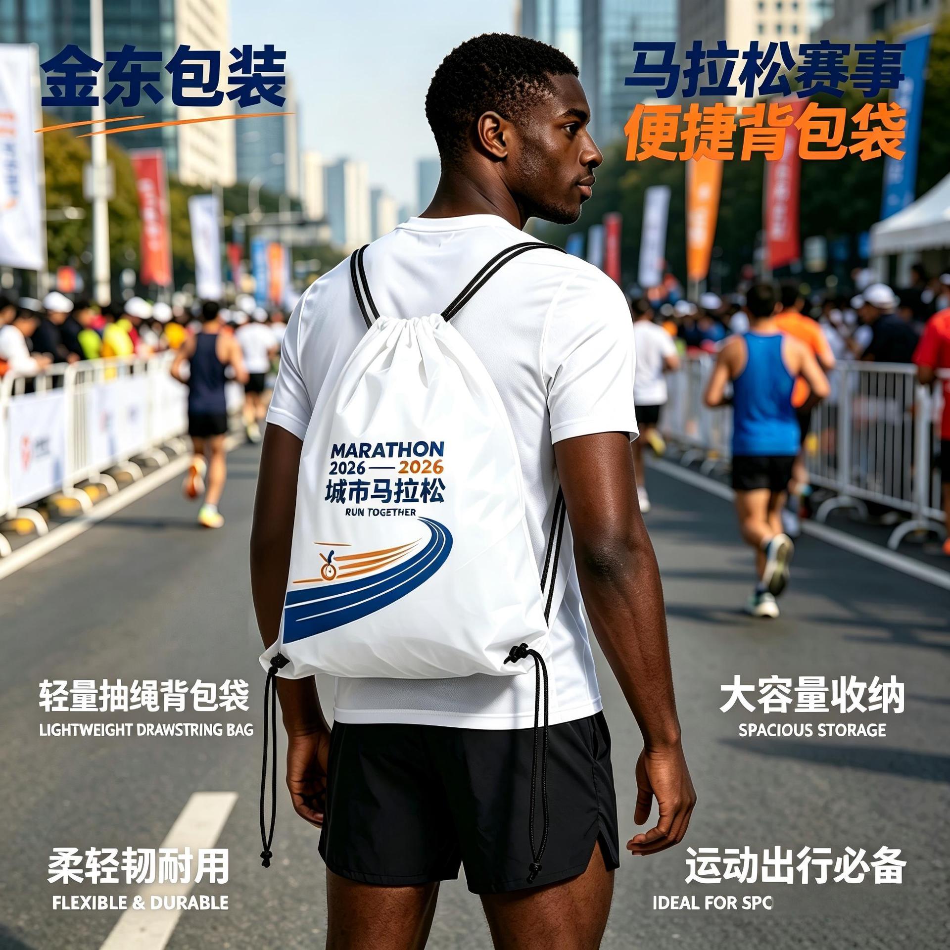 Marathon Event Backpack, World Football Bag, Sports Training Bag, Thickened Drawstring Backpack
