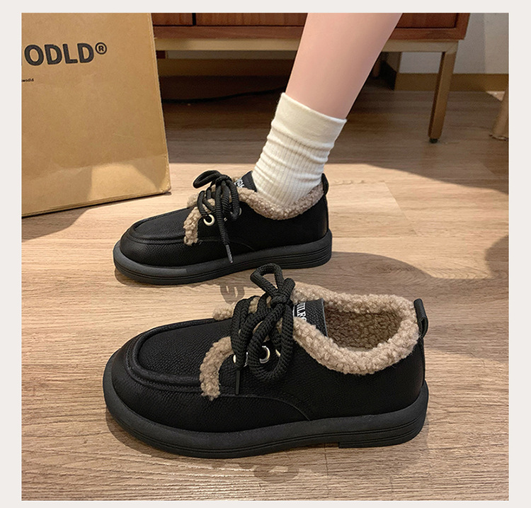 Kleine Lederschuhe im britischen Stil, trendige Winternische für Mädchen, Isolierung aus Baumwollplüsch mit niedrigem Absatz, Außenschuhe mit weicher_voghion.com