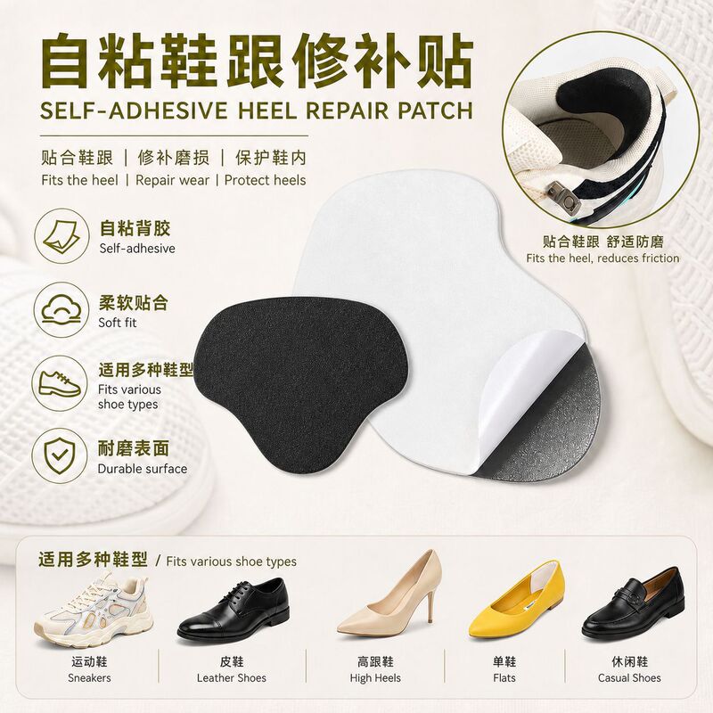 Self-Adhesive Heel Wear Repair Patch for Leather Shoes and Sneakers, Anti-Wear and Anti-Slip Inner Lining Patch