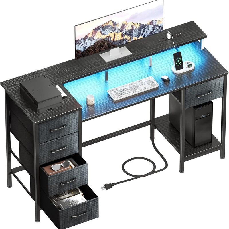 Factory Supply Computer Desk with Lights, Multi-Drawer Office Gaming Desk, Strong Factory with Worry-Free After-Sales Service