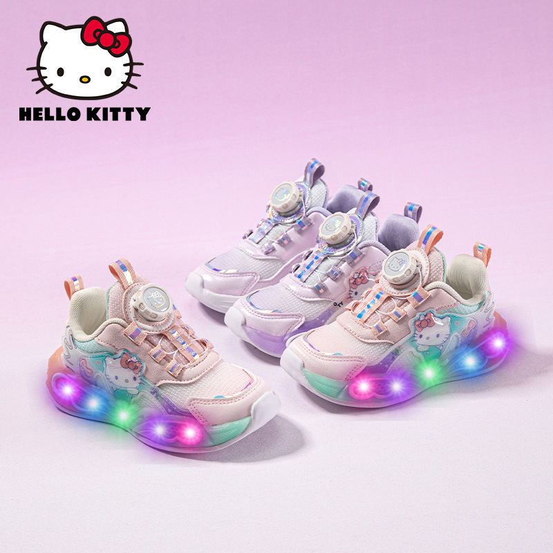 HELLO KITTY 2026 Autumn Collection Light-Up Shoes Comfortable Cartoon Lightweight Rotating Button Light-Up Sneakers for Girls HELLO KITTY 2026 Autumn Collection Light-Up Shoes Comfortable Cartoon Lightweight Rotating Button Light-Up Sneakers for Girls