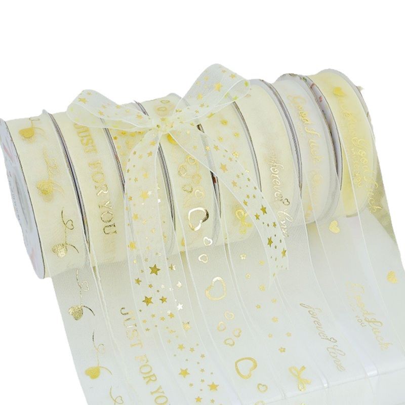 Cinta de oro beige Regalo de Cumpleaños diosa Festival boda confesión propuesta flor decoración cinta hilo de color Beige Dorado