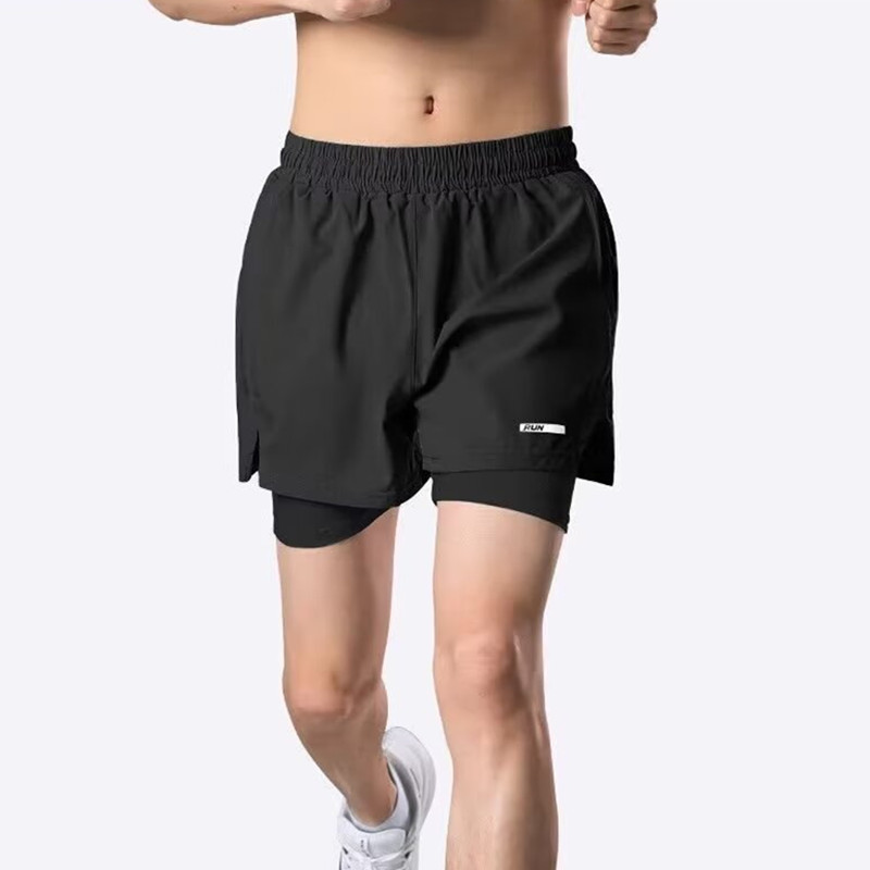 Men's Sports Running Shorts for Cycling and Marathon, Summer Quick-Dry Training Fitness Gear, Lined Two-In-One Three-Quarter Shorts