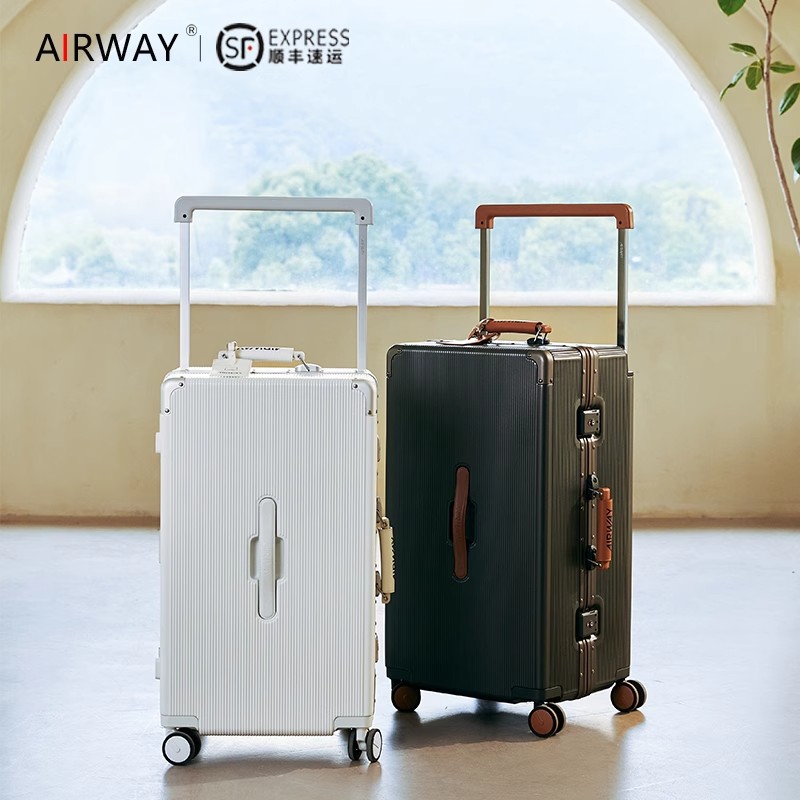 2025 New Anti-Theft Lock Suitcase 24inch Strong and Durable Aluminum Frame Suitcase Wide Trolley Password Boarding Case