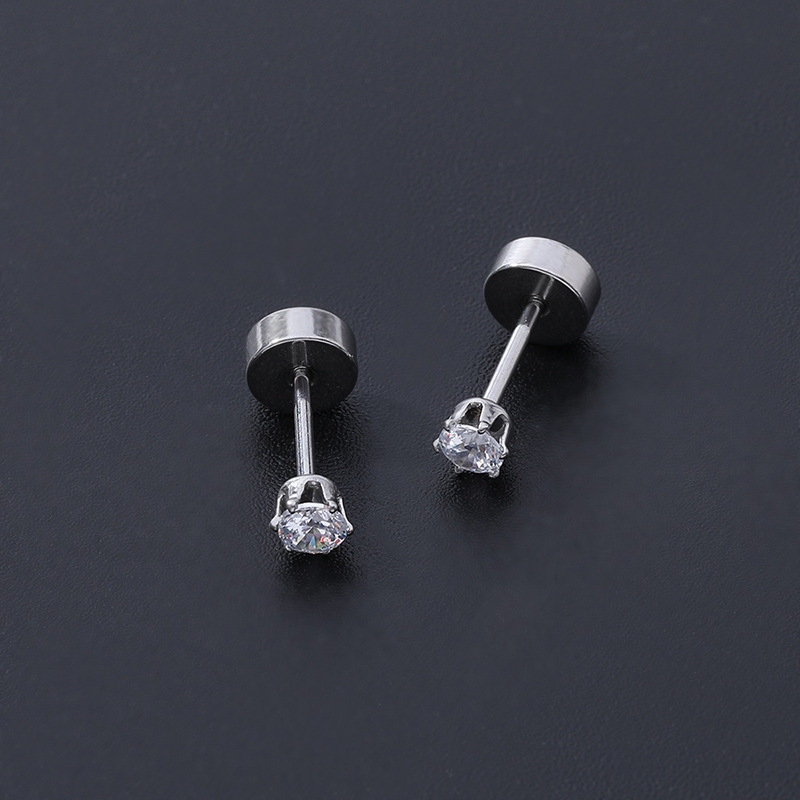 Gem Flower Rod Stud Earrings for Women - 316L Surgical Steel Screw Back Earrings Set detail image 23