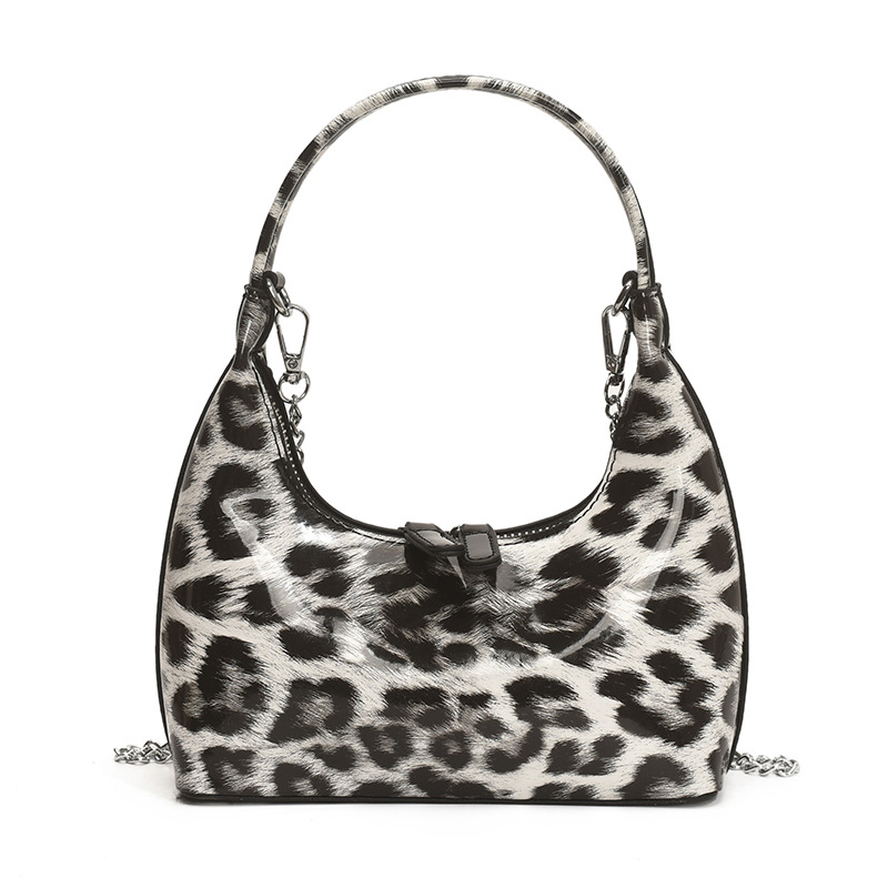 Bolso de alta calidad con textura 2025 verano nuevo bolso femenino retro con estampado de leopardo bolso de hombro charol brillante bolso de mensajero marea