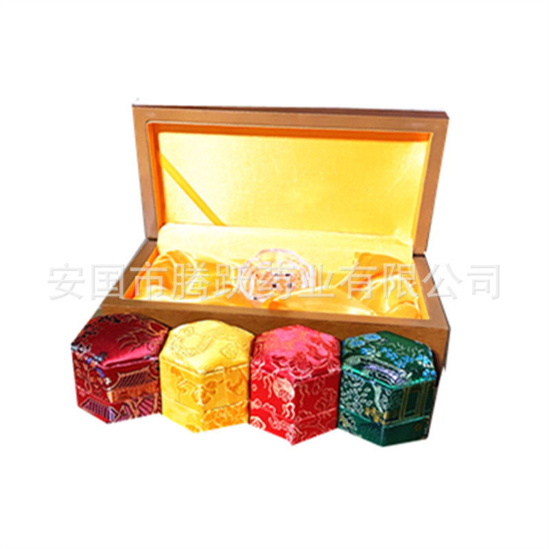 Brocade Gift Box Empty Wooden Display Case 10 Holes 2.7cm Diameter for Herbal Tea Balls and Small Jars quality and texture