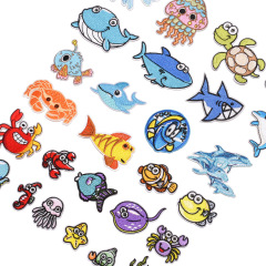 新款刺繡布貼 海底世界 烏龜 魚 動物布貼 服裝輔料配飾 補丁貼