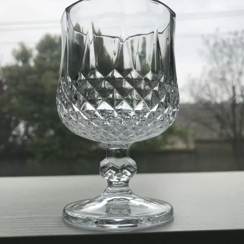 Relief -carved flower glass juice drink cup short tall cup diamond bead dot butterfly pattern European -style glass wine