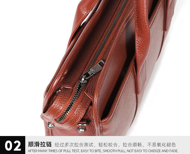 Túi xách nam da bò thật cỡ lớn dạng cặp công sở đựng vừa laptop 14 inch — Hai màu nâu, Màu đen chi tiết 20