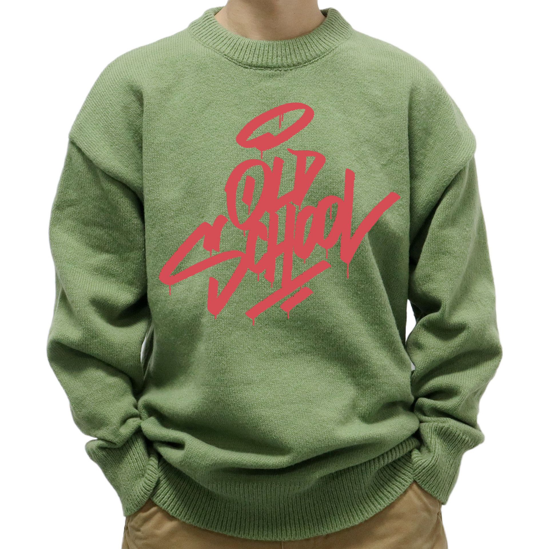 New Men's European Autumn Winter Loose Knitted Sweaters Y2K Style Printed Pullover Sweaters for Men Tops_voghion.com