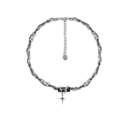 Original Black Zircon Starburst Necklace for Women—Hot in Europe & America! Unisex Style, Perfect for Hip-Hop or Edgy Chic Looks—Trendy Clavicle Chain Neck Accessories